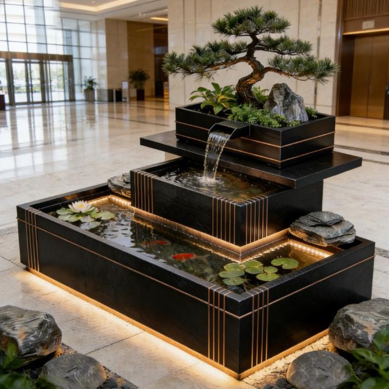 Fontana a Cascata in Acciaio I - Bonsai Garden With Koi Pond recensione e prezzo